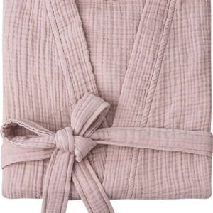 Růžový mušelínový župan velikost S/M Kimono – Foutastic