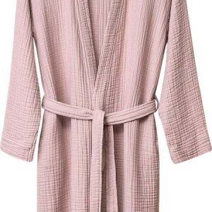 Růžový mušelínový župan velikost S/M Kimono – Foutastic