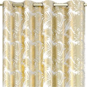 Sametový dimout závěs v bílo-zlaté barvě 140x245 cm Golden Leaves – Restilo