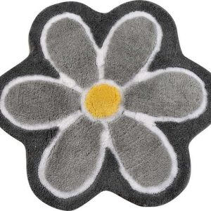 Šedá koupelnová předložka ø 90 cm Flower – Foutastic