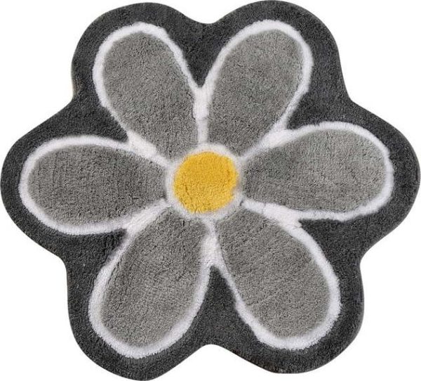 Šedá koupelnová předložka ø 90 cm Flower – Foutastic