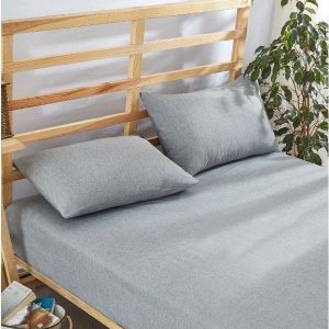 Šedé napínací bavlněné prostěradlo a povlak na polštář v sadě 180x200 cm – Mila Home