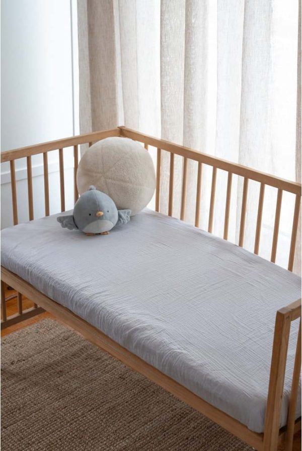 Šedé napínací mušelínové dětské prostěradlo do postýlky 60x120 cm Burumcuk – Mijolnir
