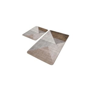 Šedo-hnědé sametové koupelnové předložky v sadě 2 ks 60x100 cm – Mila Home