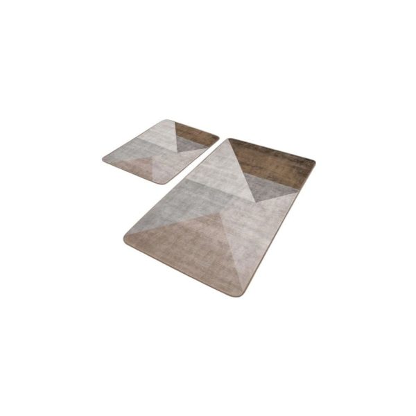Šedo-hnědé sametové koupelnové předložky v sadě 2 ks 60x100 cm – Mila Home