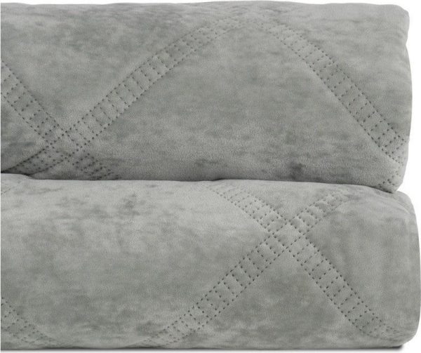 Šedozelený sametový prošívaný přehoz 180x260 cm – Ixia