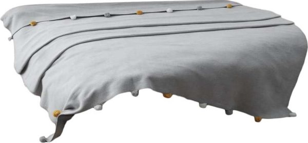 Šedý fleecový přehoz 150x200 cm Pom Pom – Mijolnir
