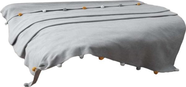 Šedý fleecový přehoz 200x220 cm Pom Pom – Mijolnir