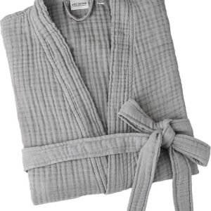 Šedý mušelínový župan velikost L/XL Kimono – Foutastic