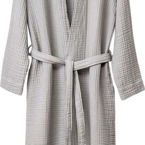 Šedý mušelínový župan velikost L/XL Kimono – Foutastic