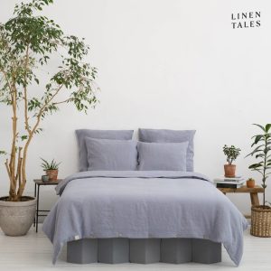 Světle šedé povlečení na jednolůžko z konopného vlákna 135x200 cm – Linen Tales