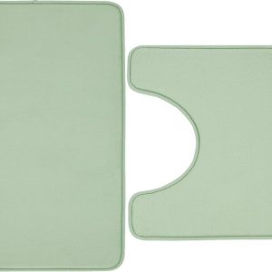 Světle zelené WC koupelnové předložky z paměťové pěny v sadě 2 ks 50x80 cm Anti-Bacterial – Catherine Lansfield