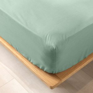 Světle zelené napínací prostěradlo z Bio bavlny 160x200 cm Biolina – douceur d'intérieur