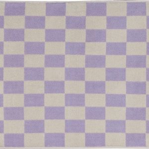 Světle žluto-fialová koupelnová předložka z bio bavlny 50x80 cm Retro – Mette Ditmer Denmark