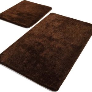 Tmavě hnědé koupelnové předložky v sadě 2 ks 60x100 cm Havai – Foutastic