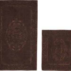 Tmavě hnědé koupelnové předložky v sadě 2 ks 60x100 cm – Foutastic