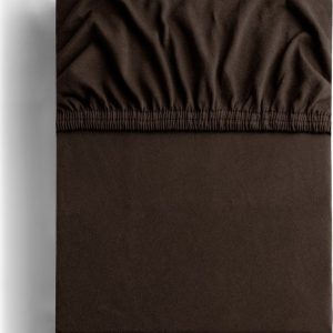 Tmavě hnědé napínací prostěradlo jersey 90x200 cm Amber – Restilo