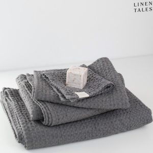 Tmavě šedý ručník 50x70 cm Honeycomb – Linen Tales