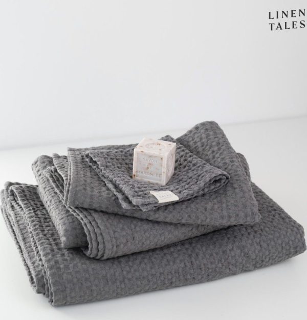Tmavě šedý ručník 50x70 cm Honeycomb – Linen Tales