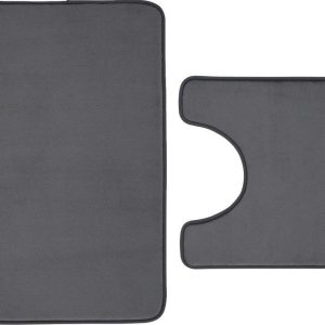 Tmavě šedé WC koupelnové předložky z paměťové pěny v sadě 2 ks 50x80 cm Anti-Bacterial – Catherine Lansfield