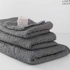 Tmavě šedé ručníky a osušky v sadě 3 ks Honeycomb – Linen Tales