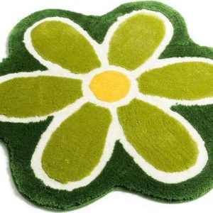 Zelená koupelnová předložka ø 90 cm Flower – Foutastic