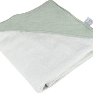 Zelená mušelínová dětská osuška s kapucí 75x75 cm – Bébé Douceur