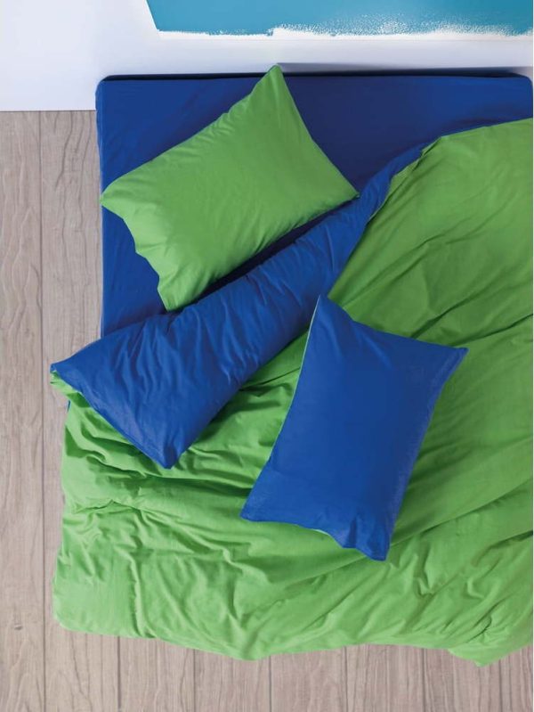Zelené/modré povlečení na dvoulůžko/prodloužené z bavlny Renforcé s prostěradlem/4dílné 200x220 cm Sage – Mijolnir
