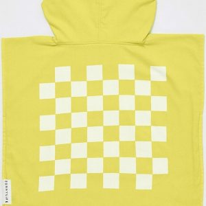 Žlutá dětská plážová osuška s kapucí Sunnylife Checkerboard