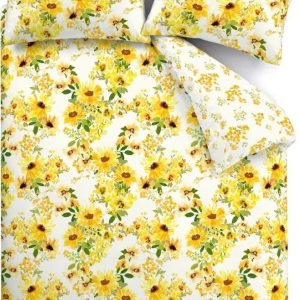Žluté prodloužené povlečení na dvoulůžko 230x220 cm Sunflowers – Catherine Lansfield