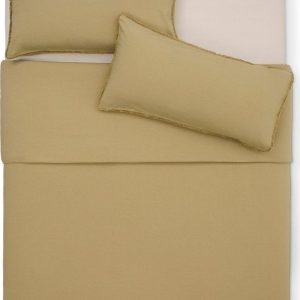 Žluté/zelené povlečení na dvoulůžko/prodloužené z bavlněného perkálu 240x220 cm Sifinia – Kave Home
