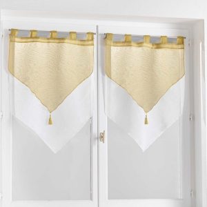 Žluto-bílé záclony v sadě 2 ks 60x90 cm Duetto – douceur d'intérieur