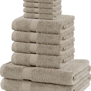 Béžové froté bavlněné ručníky a osušky v sadě 10 ks Marina – DecoKing
