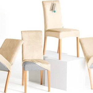 Béžové napínací potahy v sadě 4 ks na židli 48 cm Sento – Restilo