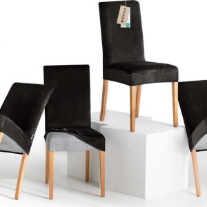 Černé napínací potahy v sadě 4 ks na židli 48 cm Sento – Restilo