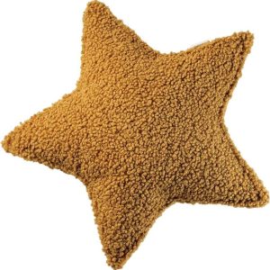 Hnědý dětský pohovkový polštář z textilie bouclé Star – Wigiwama