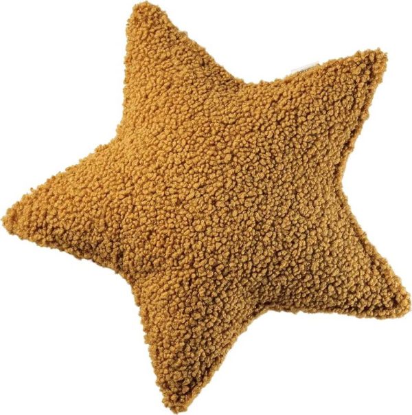 Hnědý dětský pohovkový polštář z textilie bouclé Star – Wigiwama