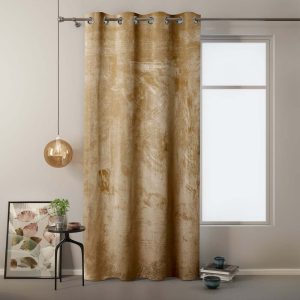 Hořčicově žlutý závěs se sametovým povrchem AmeliaHome Velvet