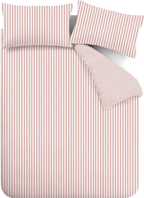Růžové flanelové povlečení na dvoulůžko 200x200 cm Stripe – Catherine Lansfield