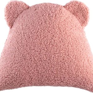 Růžový dětský pohovkový polštář z textilie bouclé Bear – Wigiwama