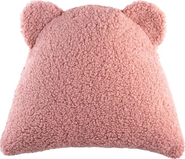 Růžový dětský pohovkový polštář z textilie bouclé Bear – Wigiwama
