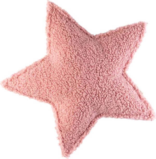 Růžový dětský pohovkový polštář z textilie bouclé Star – Wigiwama