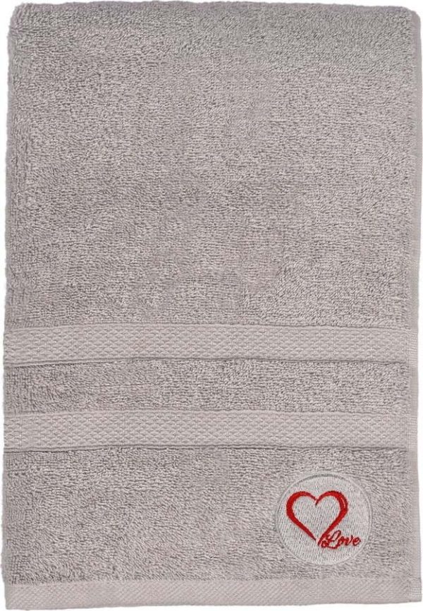 Šedá froté bavlněná osuška 70x140 cm Love – Foutastic