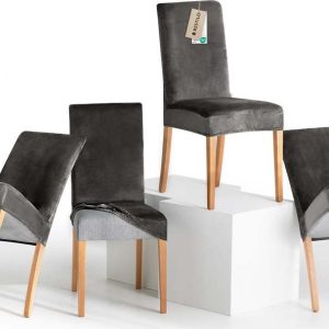 Šedé napínací potahy v sadě 4 ks na židli 48 cm Sento – Restilo