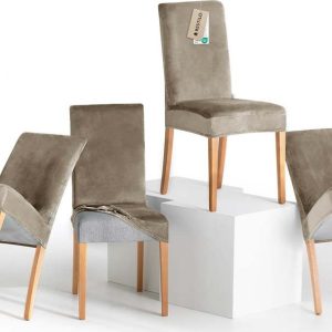 Šedobéžové napínací potahy v sadě 4 ks na židli 48 cm Sento – Restilo