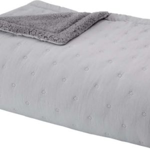 Šedý prošívaný přehoz s beránkem 220x230 cm Cosy Nori – Catherine Lansfield