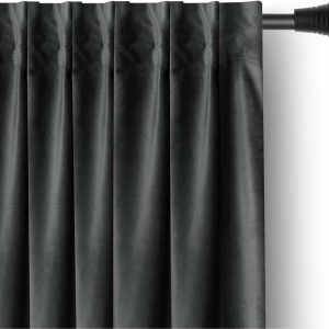Tmavě šedý sametový dimout závěs 140x245 cm Pleat – Restilo