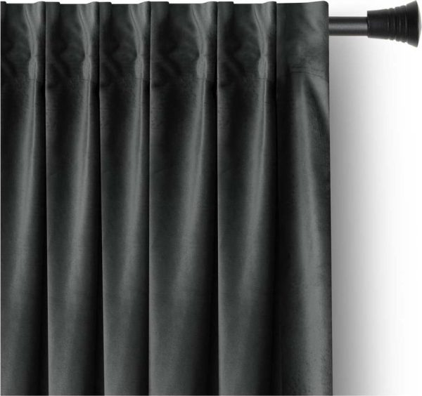 Tmavě šedý sametový dimout závěs 140x245 cm Pleat – Restilo