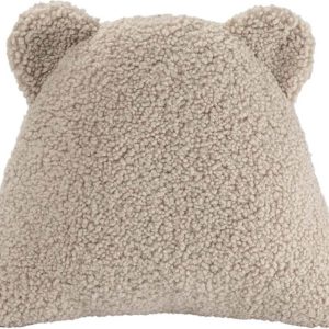 Světle hnědý dětský pohovkový polštář z textilie bouclé Bear – Wigiwama