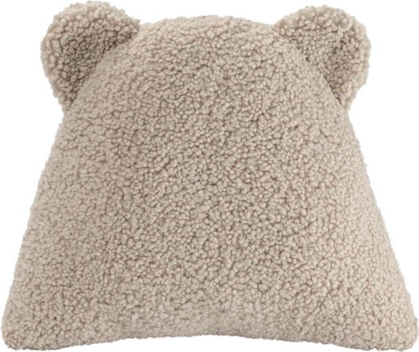 Světle hnědý dětský pohovkový polštář z textilie bouclé Bear – Wigiwama